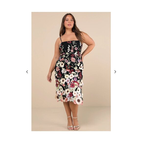 Lulu's Black Floral Midi Dress - Picture 4 of 13